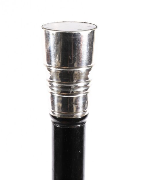 ANTIQUE STERLING SILVER GAMBLING CANE WALKING STICK 20TH CENTURY 94CM37INCHES - ADDITIONAL PHOTO 3