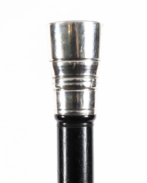 ANTIQUE STERLING SILVER GAMBLING CANE WALKING STICK 20TH CENTURY 94CM37INCHES - ADDITIONAL PHOTO 4