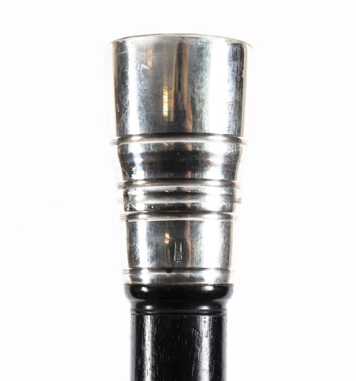 ANTIQUE STERLING SILVER GAMBLING CANE WALKING STICK 20TH CENTURY 94CM37INCHES - ADDITIONAL PHOTO 5