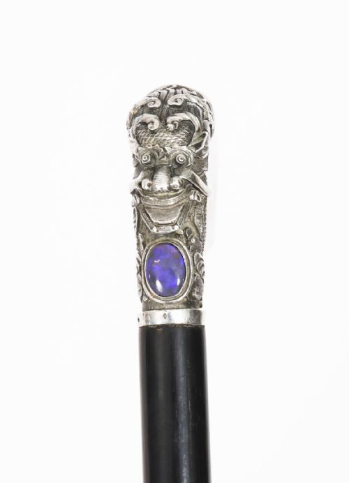 fig 2. Antique Chinese Silver Dragon Walking Stick Cane C1880 92cms 36inches