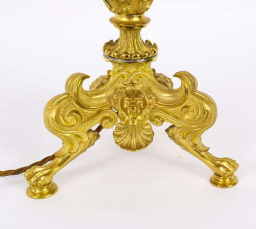 ANTIQUE LARGE FRENCH ORMOLU GILT BRONZE LAMP C1880 19TH C - ADDITIONAL PHOTO 9