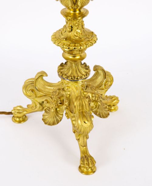 ANTIQUE LARGE FRENCH ORMOLU GILT BRONZE LAMP C1880 19TH C - ADDITIONAL PHOTO 10