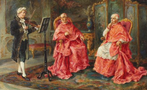fig 4. Antique Italian Oil Painting Violin Recital Ettore Ascenzi 19th C