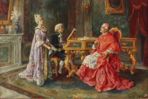 fig 1. Antique Italian Oil Painting A Music Recital Ettore Ascenzi 19th C