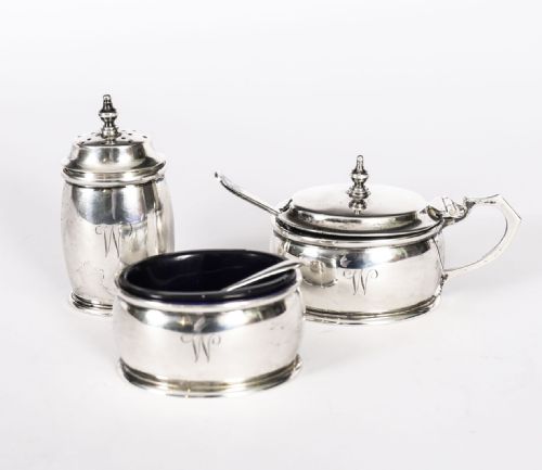 ANTIQUE GEORGE V SILVER CRUET SET WILLIAM NEALE SON 1934 - ADDITIONAL PHOTO 6