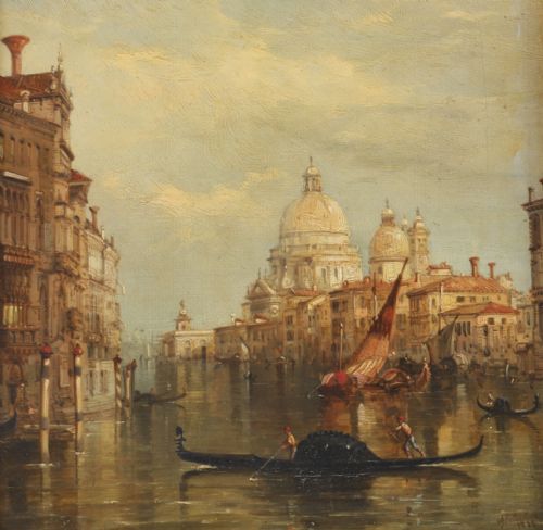 fig 2. Antique Oil on Canvas Painting of Venice by Alfred Pollentine 19th Century