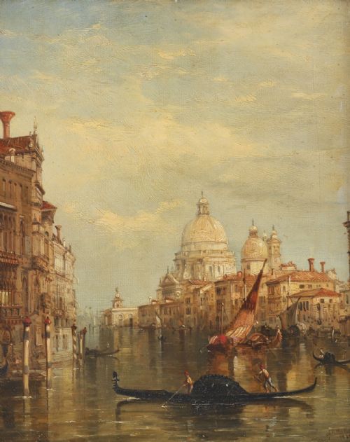 fig 3. Antique Oil on Canvas Painting of Venice by Alfred Pollentine 19th Century