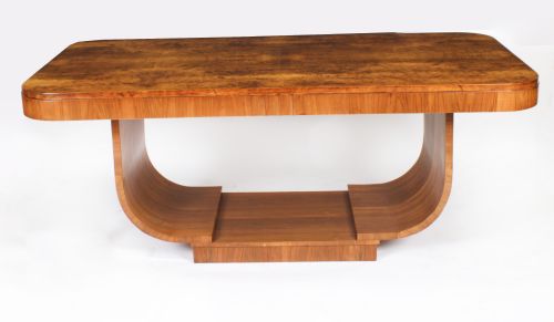fig 1. Antique Art Deco Epstein Burr Walnut Dining Table C1930