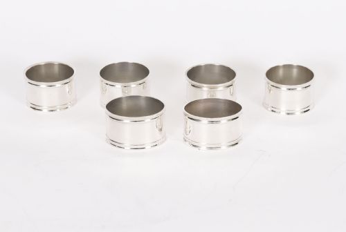 Antique Set of 6 Victorian Silver Plate Napkin Rings Late 19th C