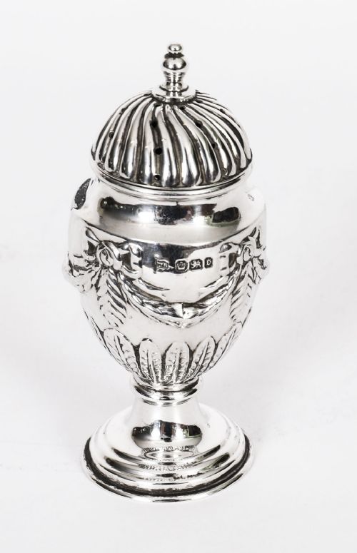 fig 2. Antique Pair of Sterling Silver Salt & Pepper Shakers 1885 19th C