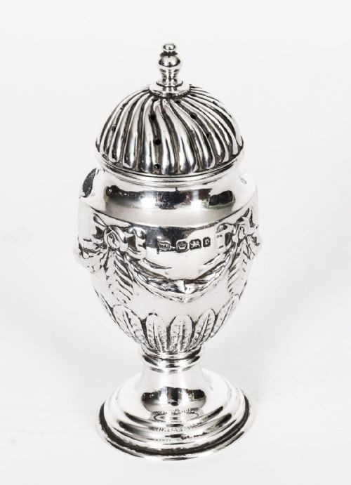 fig 4. Antique Pair of Sterling Silver Salt & Pepper Shakers 1885 19th C