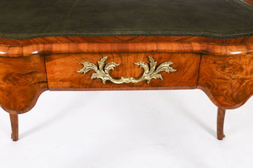 ANTIQUE FRENCH BURR WALNUT WRITING TABLE BUREAU PLAT C1870 114X65CM - ADDITIONAL PHOTO 1