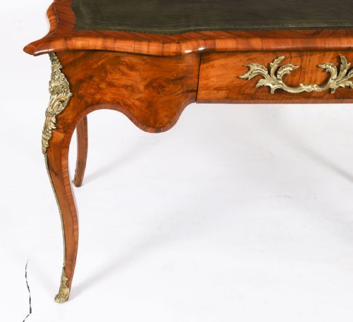 ANTIQUE FRENCH BURR WALNUT WRITING TABLE BUREAU PLAT C1870 114X65CM - ADDITIONAL PHOTO 6