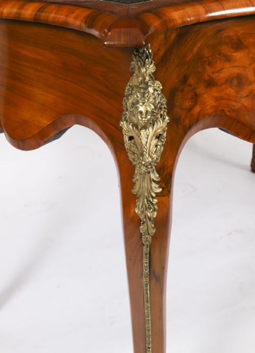 ANTIQUE FRENCH BURR WALNUT WRITING TABLE BUREAU PLAT C1870 114X65CM - ADDITIONAL PHOTO 7