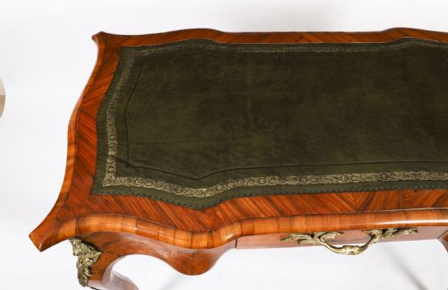 ANTIQUE FRENCH BURR WALNUT WRITING TABLE BUREAU PLAT C1870 114X65CM - ADDITIONAL PHOTO 8