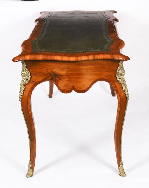 ANTIQUE FRENCH BURR WALNUT WRITING TABLE BUREAU PLAT C1870 114X65CM - ADDITIONAL PHOTO 11