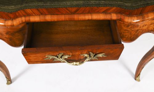 ANTIQUE FRENCH BURR WALNUT WRITING TABLE BUREAU PLAT C1870 114X65CM - ADDITIONAL PHOTO 12