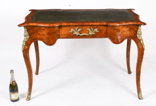 ANTIQUE FRENCH BURR WALNUT WRITING TABLE BUREAU PLAT C1870 114X65CM - ADDITIONAL PHOTO 16