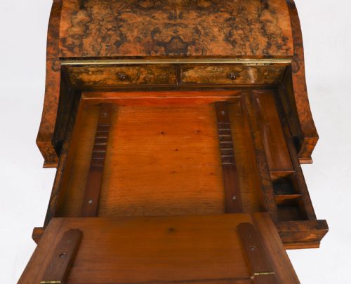 ANTIQUE VICTORIAN BURR WALNUT INLAID DAVENPORT DESK C1860 19T CENTURY - ADDITIONAL PHOTO 5