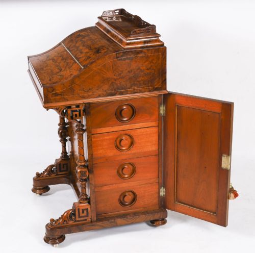 ANTIQUE VICTORIAN BURR WALNUT INLAID DAVENPORT DESK C1860 19T CENTURY - ADDITIONAL PHOTO 6