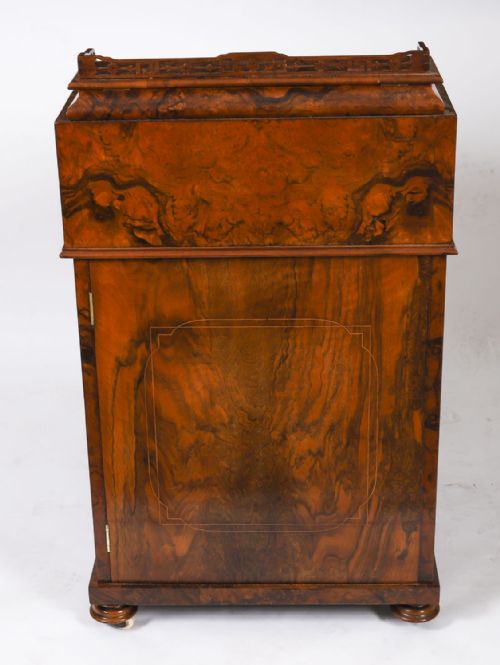 ANTIQUE VICTORIAN BURR WALNUT INLAID DAVENPORT DESK C1860 19T CENTURY - ADDITIONAL PHOTO 9