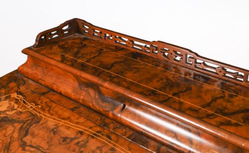 ANTIQUE VICTORIAN BURR WALNUT INLAID DAVENPORT DESK C1860 19T CENTURY - ADDITIONAL PHOTO 14