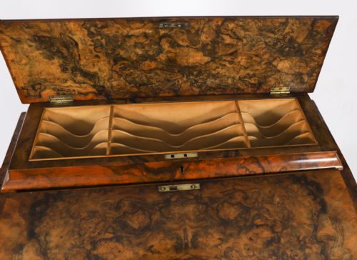 ANTIQUE VICTORIAN BURR WALNUT INLAID DAVENPORT DESK C1860 19T CENTURY - ADDITIONAL PHOTO 15