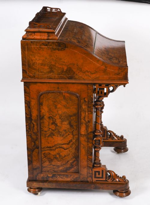 ANTIQUE VICTORIAN BURR WALNUT INLAID DAVENPORT DESK C1860 19T CENTURY - ADDITIONAL PHOTO 17