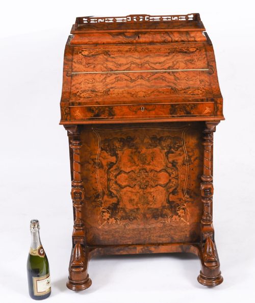 ANTIQUE VICTORIAN BURR WALNUT INLAID DAVENPORT DESK C1860 19T CENTURY - ADDITIONAL PHOTO 18