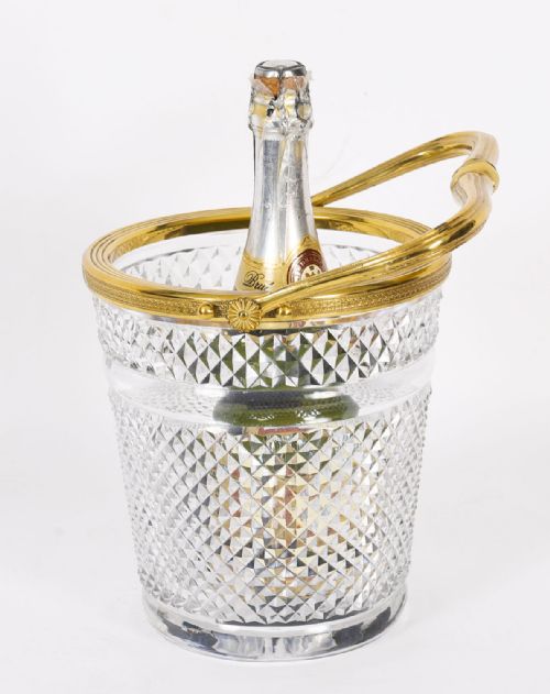 fig 1. Antique French Ormolu & Cut Crystal Wine Cooler Ice Bucket Circa 1900