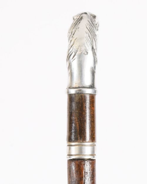 fig 2. Antique French Silver Horses Head Sword Stick Cane 19th Century 92cm 36inch