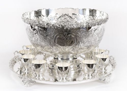 fig 2. Antique English Punch Bowl Set / Wine Champagne cooler Circa 1920