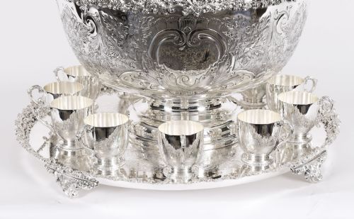 fig 4. Antique English Punch Bowl Set / Wine Champagne cooler Circa 1920