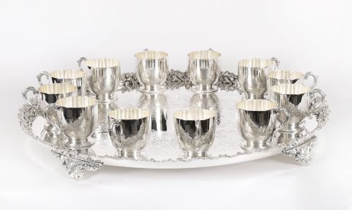 fig 7. Antique English Punch Bowl Set / Wine Champagne cooler Circa 1920