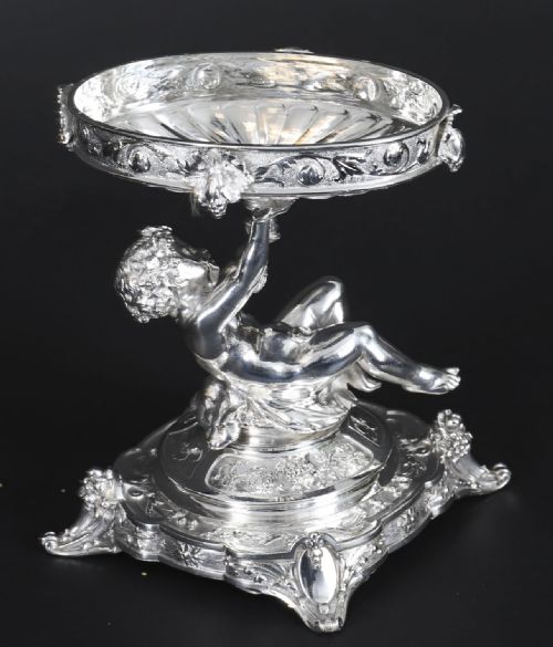 fig 2. Antique Pair English Victorian Elkington Silver Plate Centrepieces 1887 19th C