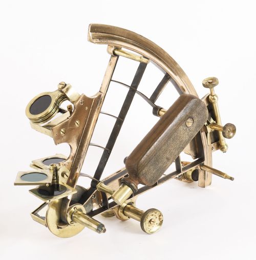 fig 2. Antique Heath & Co lacquered brass vernier sextant 19th Century