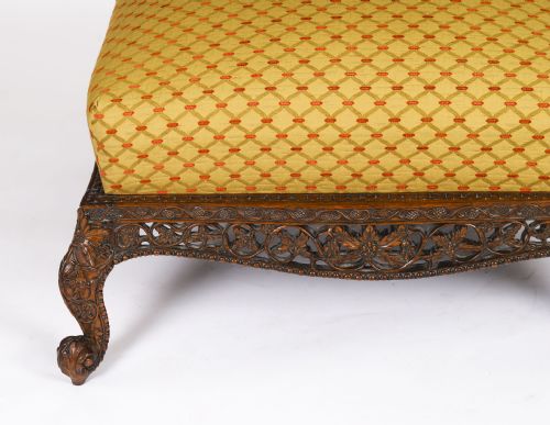 ANTIQUE LARGE ANGLOINDIAN STOOL OTTOMAN COFFEE TABLE 19TH C 95X75CM - ADDITIONAL PHOTO 2