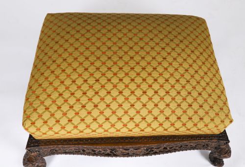ANTIQUE LARGE ANGLOINDIAN STOOL OTTOMAN COFFEE TABLE 19TH C 95X75CM - ADDITIONAL PHOTO 3
