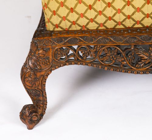 ANTIQUE LARGE ANGLOINDIAN STOOL OTTOMAN COFFEE TABLE 19TH C 95X75CM - ADDITIONAL PHOTO 9