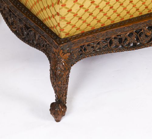 ANTIQUE LARGE ANGLOINDIAN STOOL OTTOMAN COFFEE TABLE 19TH C 95X75CM - ADDITIONAL PHOTO 11