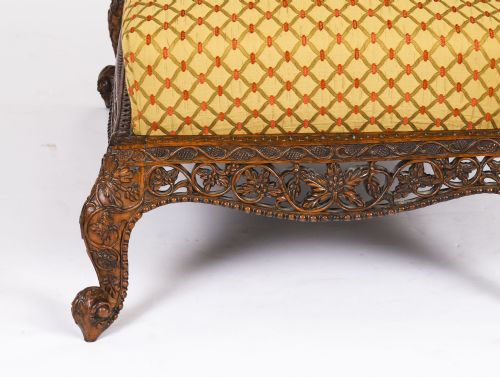 ANTIQUE LARGE ANGLOINDIAN STOOL OTTOMAN COFFEE TABLE 19TH C 95X75CM - ADDITIONAL PHOTO 15