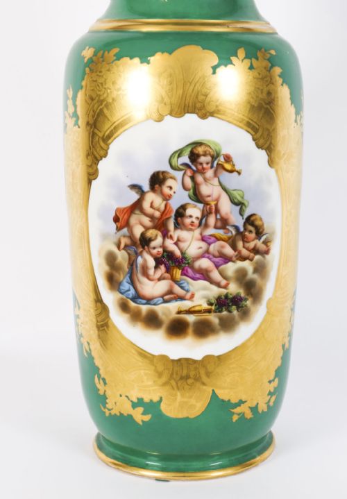 fig 2. Antique Pair of Large French Paris Porcelain Vases C1870 19th C