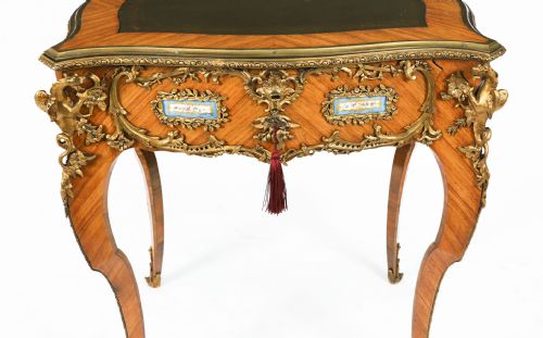 FINE ANTIQUE FRENCH KINGWOOD ORMOLU BUREAU PLAT DESK AFTER LINKE 19TH C - ADDITIONAL PHOTO 2