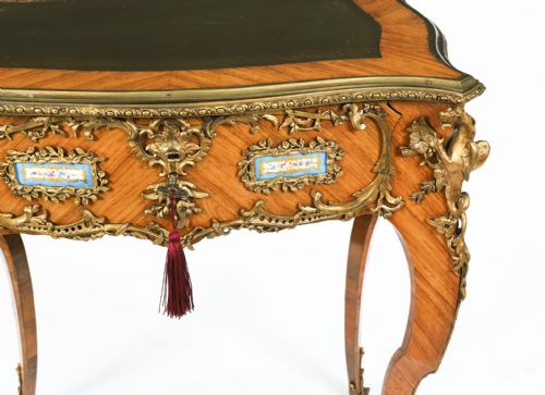 FINE ANTIQUE FRENCH KINGWOOD ORMOLU BUREAU PLAT DESK AFTER LINKE 19TH C - ADDITIONAL PHOTO 4