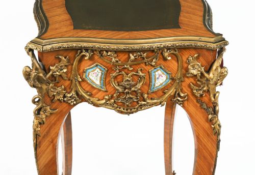 FINE ANTIQUE FRENCH KINGWOOD ORMOLU BUREAU PLAT DESK AFTER LINKE 19TH C - ADDITIONAL PHOTO 8
