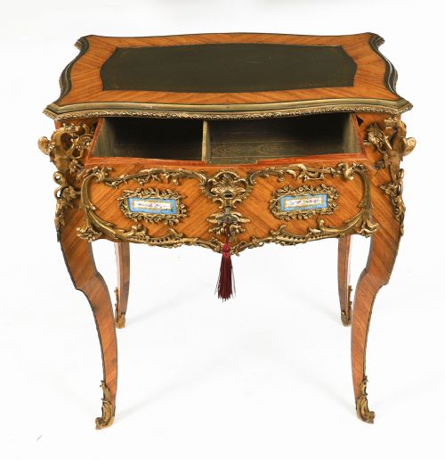 FINE ANTIQUE FRENCH KINGWOOD ORMOLU BUREAU PLAT DESK AFTER LINKE 19TH C - ADDITIONAL PHOTO 15