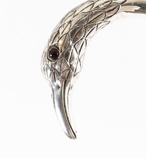 fig 2. Antique Sterling Silver Bird Walking Stick Cane London 1914 90cm 35.5 Inches