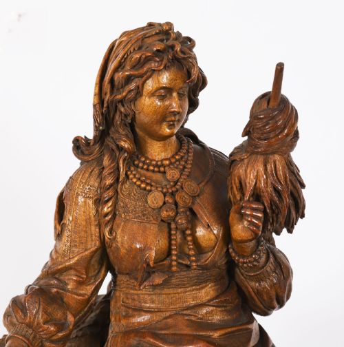 ANTIQUE SWISS 'BLACK FOREST' CARVED LINDEN WOOD CLOCK BY BERGEN CO 19TH C - ADDITIONAL PHOTO 4