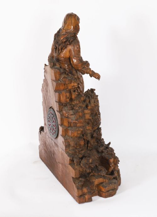 ANTIQUE SWISS 'BLACK FOREST' CARVED LINDEN WOOD CLOCK BY BERGEN CO 19TH C - ADDITIONAL PHOTO 13