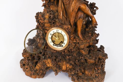 ANTIQUE SWISS 'BLACK FOREST' CARVED LINDEN WOOD CLOCK BY BERGEN CO 19TH C - ADDITIONAL PHOTO 17